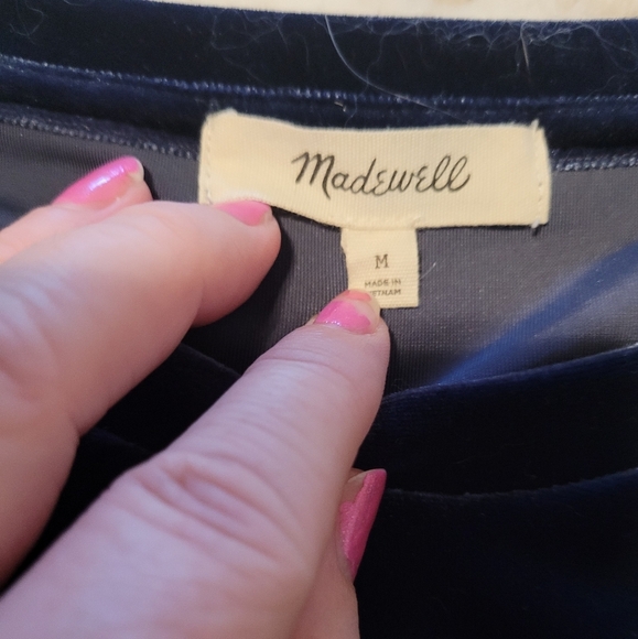 Madewell Velvet Blue Ruffle Sleeve Blouse Size Medium - Picture 4 of 9